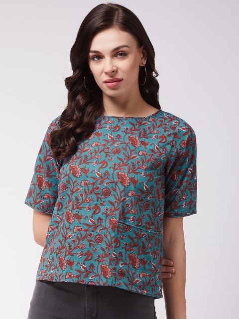 

InWeave Women Green & Red Kalamkari Top
