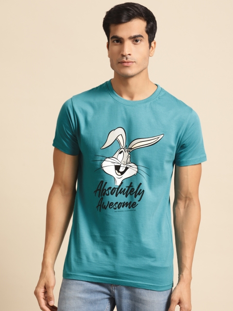 

Bewakoof Men Blue & Grey Bugs Bunny Printed Pure Cotton Round Neck T-shirt