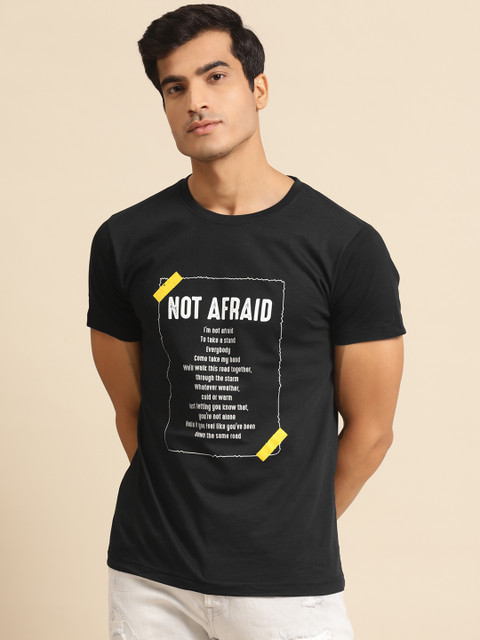 

Bewakoof Men Black & White Typography Print Round Neck Cotton T-shirt