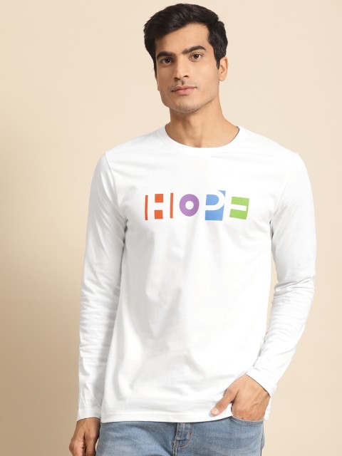 

Bewakoof Men White & black Graphic Placement Print Round Neck Cotton T-shirt
