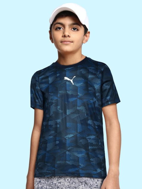 

Puma Boys Navy Blue Printed Active Sports AOP Poly B T-shirt