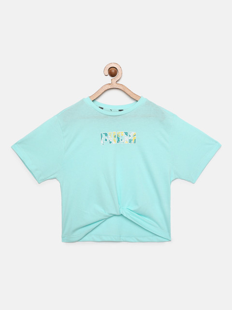 

Puma Girls Blue Printed Alpha Silhouette Pure Cotton T-shirt