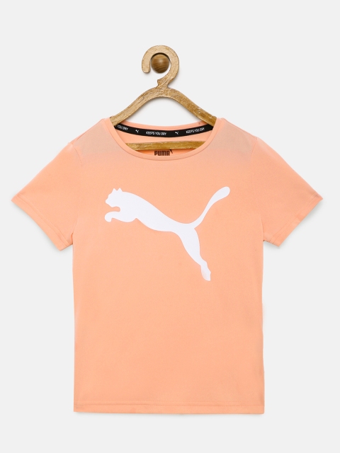 

Puma Girls Peach-Coloured Brand Logo ACTIVE T-shirt