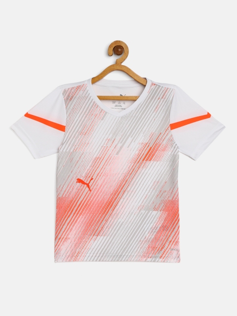 

Puma Boys White & Orange Graphic Printed IndividualFLASH Jersey Jr T-shirt