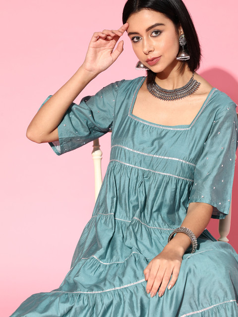 

Moda Rapido Sleek Cotton Blend Kurta Set, Sea green