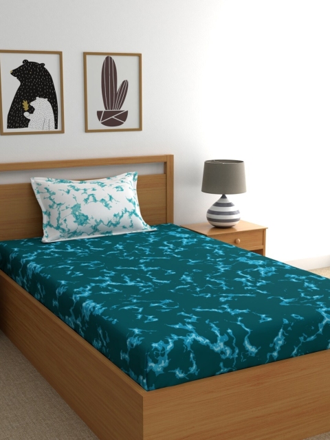 

Dreamscape Green Abstract 210 TC Cotton 1 Single Bedsheet with 1 Pillow Covers