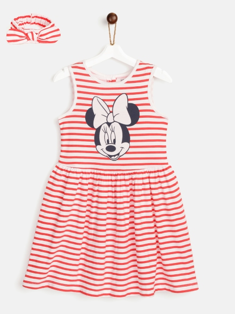 

YK Disney Girls White Striped A-Line Dress