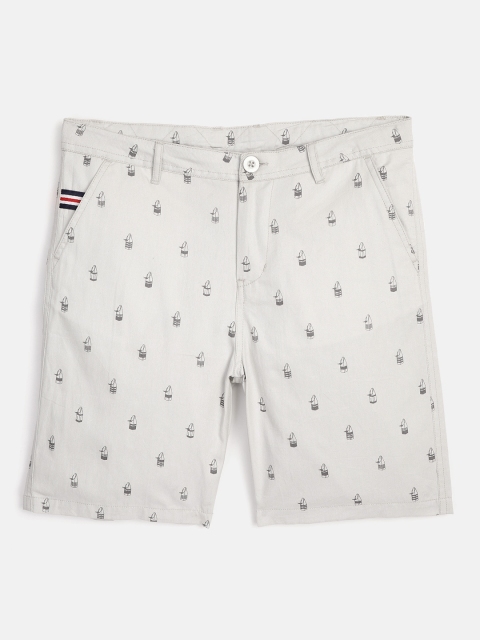 

YK Boys Beige & Taupe Abstract Print Pure Cotton Chino Shorts