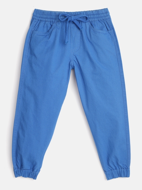 

YK Boys Blue Solid Pure Cotton Joggers