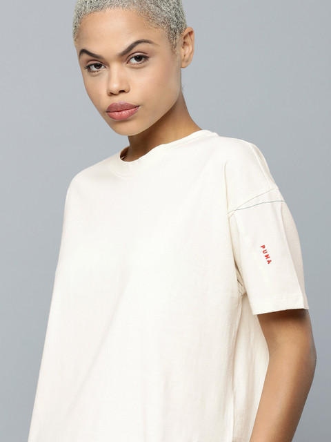 

Puma Women Beige Cotton Relaxed Fit T-shirt