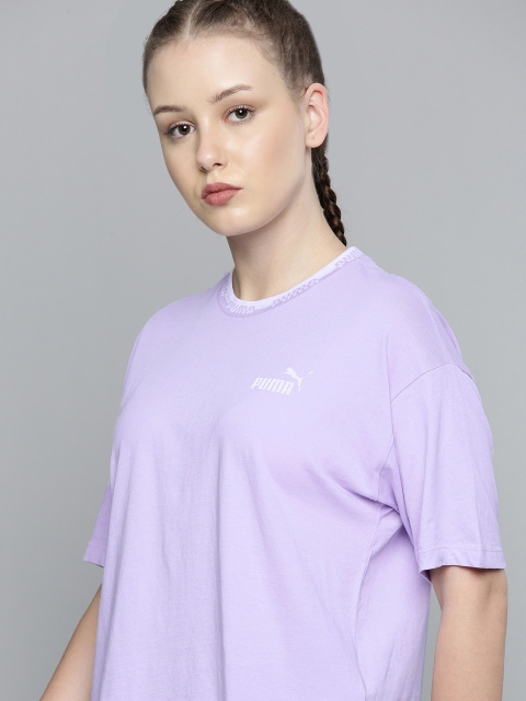 

Puma Women Lavender Solid Extended Sleeves T-shirt