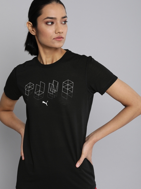 

Puma Women Black Performance Branded Printed Round Neck T-shirt