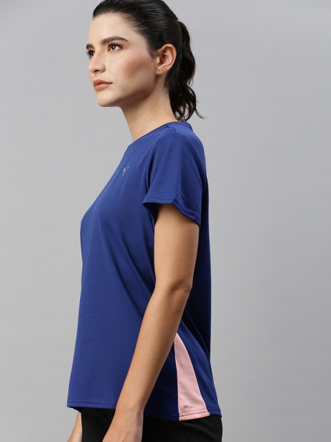 

Puma Women Blue Solid RUN FAVORITE SS Round Neck T-shirt