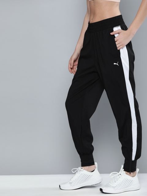 

Puma Woman's Black Solid Track Pants with Side Stripes