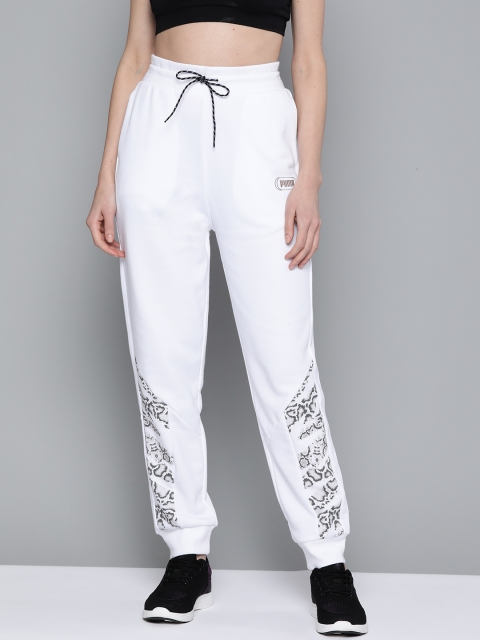 

Puma Women White Rebel High Waist Printed Detail Joggers