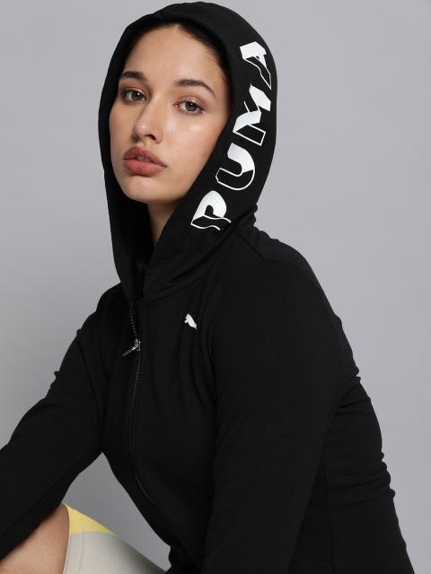 

Puma Women Black Solid Modern Sports Full-Zip Hooded Sweatshirt