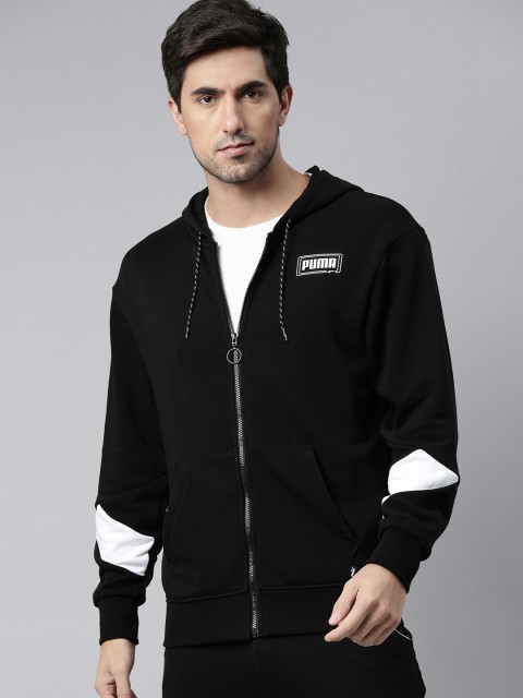 

Puma Men Black REBEL FZ Hoodie Sporty Jacket