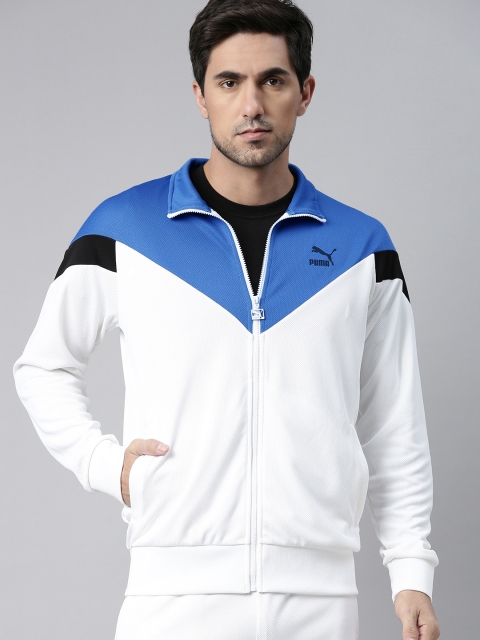 

Puma Men White & Blue Colourblocked Iconic MCS Track Jacket