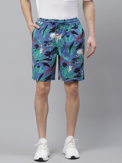 

Puma Men Blue & Black Classics Graphic Print Regular Fit Sports Shorts