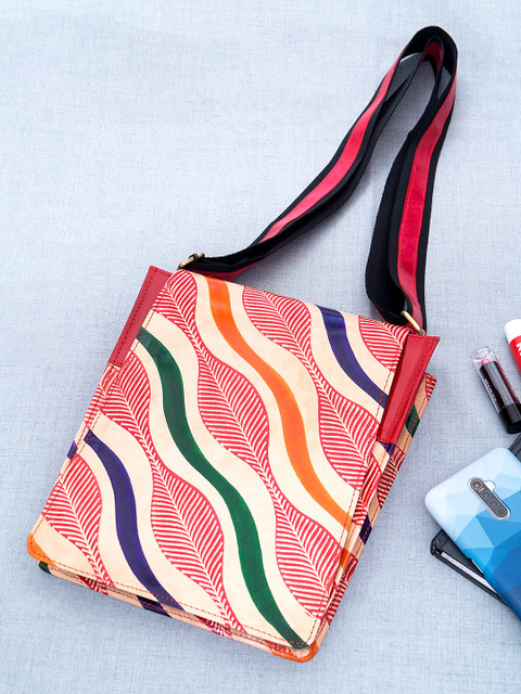 

Golden Peacock Multicoloured & Red Textured Sling Bag, Multi