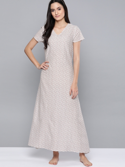 

HERE&NOW White & Red Floral Print Maxi Nightdress