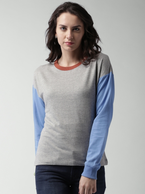 

Mast & Harbour Grey Melange Colourblocked Sweatshirt