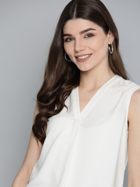 

HERE&NOW Off White High-Low Sleeveless Top