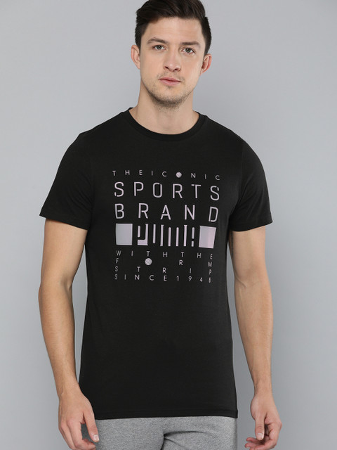 

Puma Men Black Graphic Tee 2 Printed Round Neck Pure Cotton T-shirt