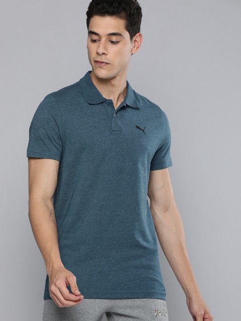

Puma Men Teal Blue Slim Fit Solid Polo Collar T-shirt