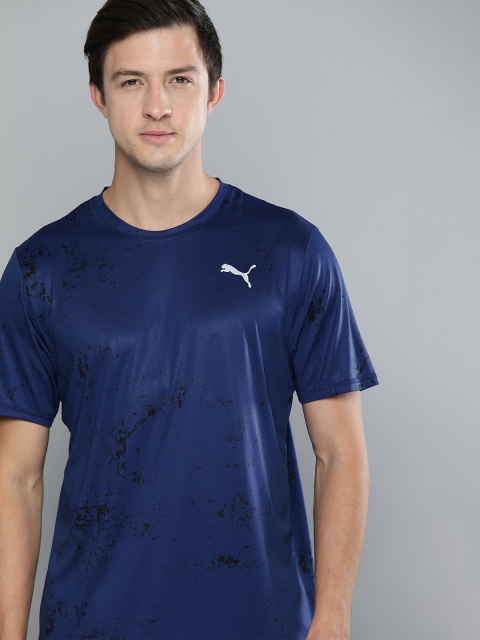 

Puma Men Navy Blue Abstract Printed dryCell Round Neck Running T-shirt