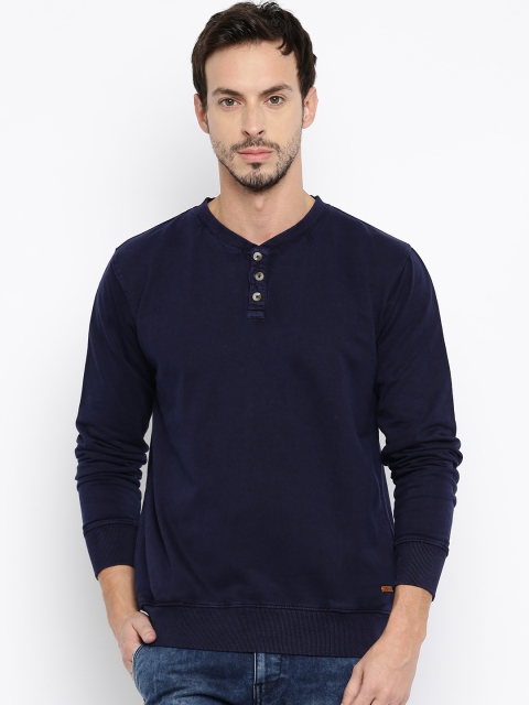 

Mast & Harbour Navy Henley Sweatshirt, Navy blue