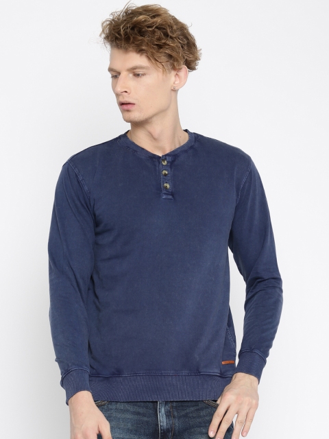 

Mast & Harbour Men Blue Solid Pullover Sweatshirt