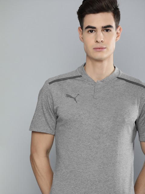 

Puma Men Grey Melange Solid Mandarin Collar Slim Fit T-shirt