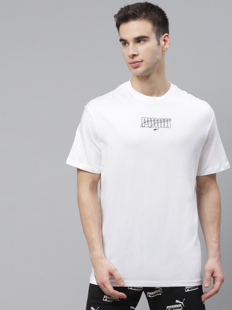 

PUma Men White Rebel Graphic Back Print Pure Cotton T-Shirt