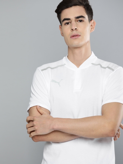

Puma Men White Solid teamCUP Slim Fit Polo Collar T-shirt