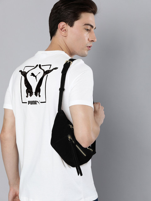 

Puma Men White Brand Logo Printed Classics Graphics Infill T-shirt