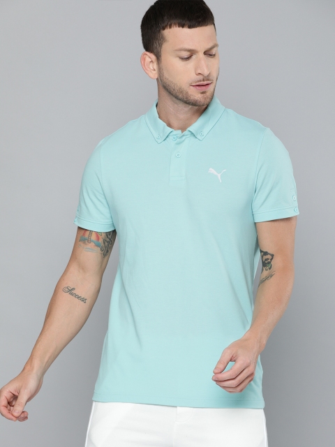 

Puma Men Blue Solid Stylized Polo Collar T-shirt