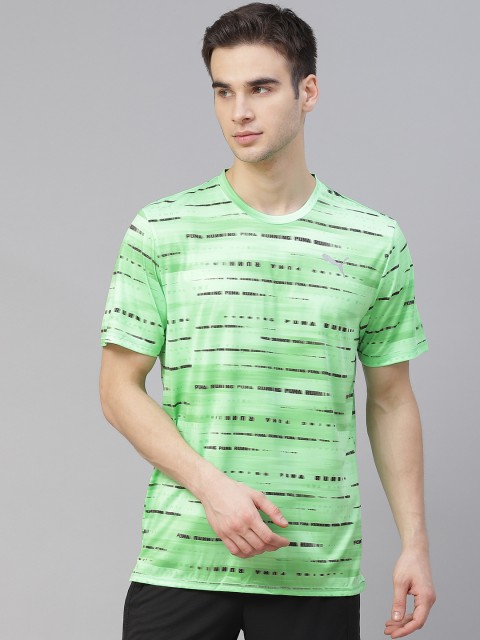 

Puma Men Green & Black Printed Run Graphic SS T-shirt