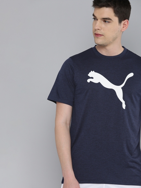 

Puma Men Navy Blue TRAIN FAV HEATHER CAT Printed dryCELL Round Neck Training T-shirt