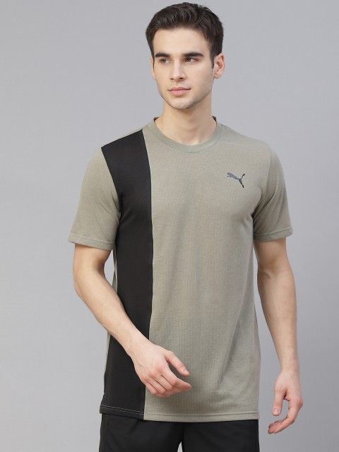 

Puma Men Taupe & Black Colourblocked Train Tech SS T-shirt