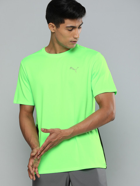 

Puma Men Green Solid Round Neck Dry Cell RUN FAVORITE T-shirt