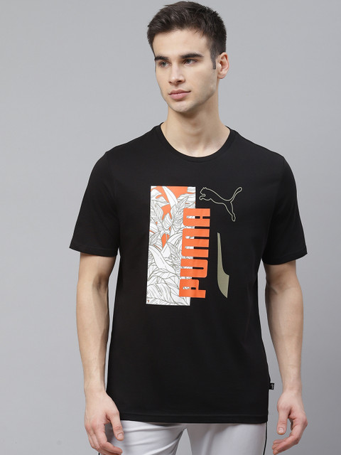 

Puma Men Black Summer Vibe Cotton Printed Round Neck Pure Cotton T-shirt