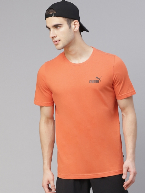 

Puma Men Orange ESS Small Logo Pure Cotton T-shirt