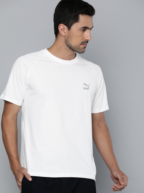 

Puma Men White Solid Round Neck Pure Cotton T-shirt