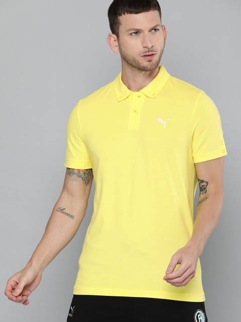 

Puma Men Yellow Solid Stylized Polo Collar T-shirt