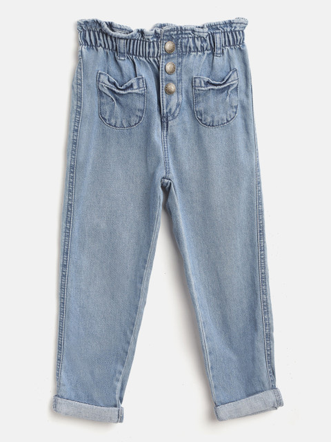 

Marks & Spencer Girls Blue Pure Cotton Regular Fit Mid-Rise Clean Look Sustainable Jeans