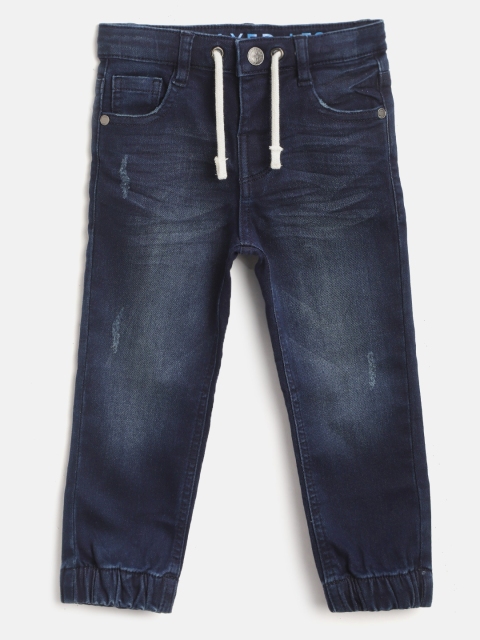 

Marks & Spencer Boys Navy Blue Relaxed Fit Mid-Rise Low Distress Stretchable Jeans