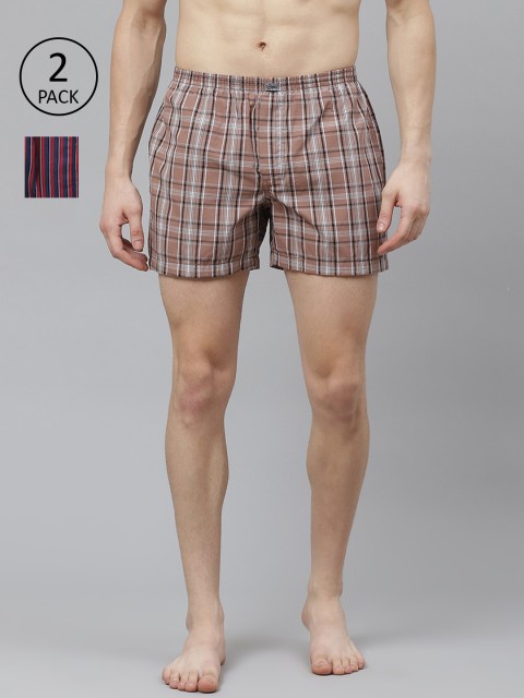 

Roadster Men Pack of 2 Pure Cotton Boxers RDST-BOX-PRE-2PP-010, Beige