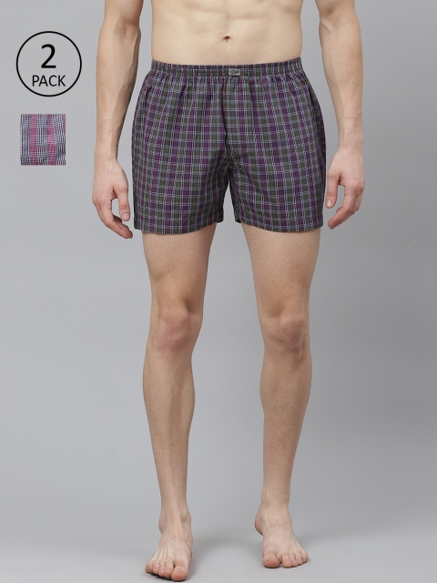 

Roadster Men Pack of 2 Pure Cotton Checked Boxers RDST-BOX-PRE-2PP-011, Olive