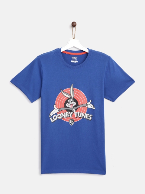 

YK Warner Bros Boys Blue & Red Cotton Looney Tunes Bugs Bunny Print Round Neck T-shirt